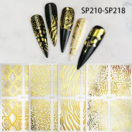 Animal 3D texture bronzing snakeskin grain Gold Feather Design Sticker Nail Art Decals for Women Girls DIY Nails Decoration Manicure Tools