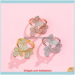 Cluster Rings Jewelryeurope And America Fashion Rins Placcato oro Cz Farfalla Anello per ragazze Regalo Drop Delivery 2021 Hxlo2