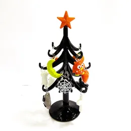 Dekorativa objekt Figuriner som säljs i Sats Svart Handgjord Murano Glass Tree Hemrum Skrivbord Halloween Dekoration Prydnad med 12 charms