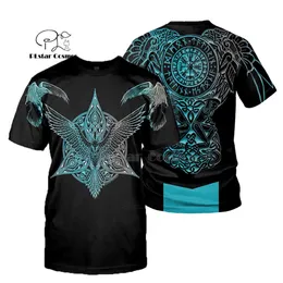 Moda Mężczyźni Bluzy 3D Drukowane Viking Tatuaż T Shirt Tees Spodenki Rękaw Odzież Unisex Norse Cosplay Streetwear-2 210629