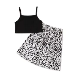 Девочки нарядов девочка одежда детей набор детская одежда летние хлопковые леопардовые детские костюмы танк вершины юбки 2 шт. 2-6Y B4357