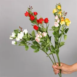 Dekorativa Blommor Kransar 7st Fake Single Valentine Rose (2 Stammar / Piece) 27.95 "Längdsimulering Rosebud för bröllop Hem Konstgjord