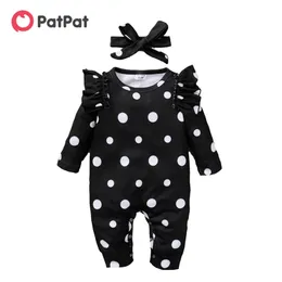 Arrival Spring and Autumn Baby Girl Sweet Polka dot Jumpsuits Pacy Odzież 210528