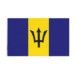 Barbados Nation Country 3x5ft Flaggor 100D Polyester Banderoller Utomhus Levande Färg Hög kvalitet med två mässingsgrommets