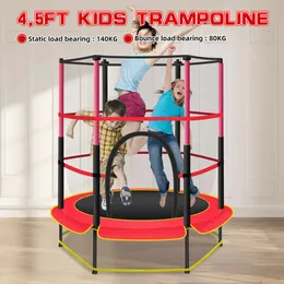 큰 trampoline 59.06inch 라운드 키즈 인클로저 그물 패드 리바운드 야외 운동 홈 장난감 점프 침대 최대로드 140 kg 스포츠 트램폴린 어린이 안전 웹으로 점프