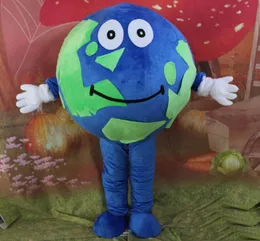 Performance Green Blue World Earth Mascot Kostym Halloween Fancy Party Dress Friuts Reklam Leaflets Clothings Carnival Unisex vuxna outfit