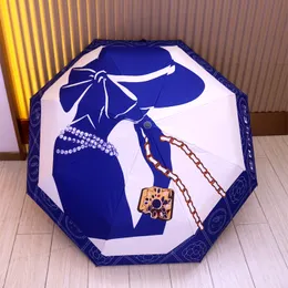 Самооткрывающийся зонт с защитой от ультрафиолета и цветочным принтом, трехстворчатый солнцезащитный козырек3341