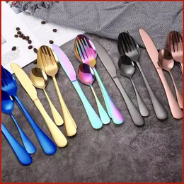 4 SZTUK Zestaw obiadowy Zestawy Zestawowe Ze Stali Nierdzewnej Zestawy Food Grade Silverware Utensils Cutlery obejmują nóż łyżką łyżeczki łyżeczki