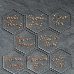 Greeting Cards 20pcs Clear Acrylic Hexagon Blank Place Laser Cut Sheet Plain Tiles Wedding Decoration For Table Numbers Guest Name