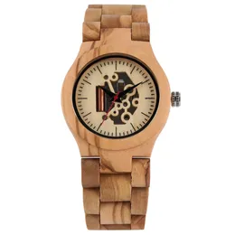 Ladies Full en Watch Band Wristwatch Quartz Timepiece Natural Maple Women Casual Watches Folding Clasp Wood Clock Gift