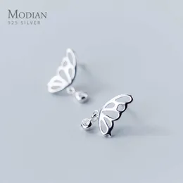 Moda Hollow Butterfly Clear CZ Stadniny Kolczyki dla kobiet 925 Sterling Silver OreCchini Fine Jewelry 210707