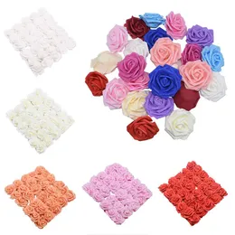 Dekorativa Blommor Kransar 50st 7cm Bröllopsdekoration PE Skum Rose Head Artificiell för hem DIY Brud Bouquet Scrapbooking Party