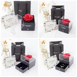 Rose Blumen Schmuckschachtel Halskette Ring erhalten Blumenkasten Geburtstag Geschenkbox Valentinstag Muttertag Geschenk 4966