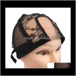 Mesh U-Part Wig Cap för att göra spetsar Paryks Black Lace Wig Kepsar för att göra peruker Justerbar HairNet Weave Net 10pcs Hfukm Sblet