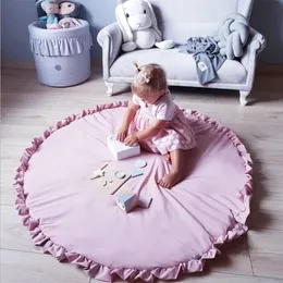Ins Nordic Baby Spielmatte Faltbare Kinder Krabbeln Decke Pad Runde Teppich Teppich Spielzeug Baumwolle Kinder Zimmer Boden Dekor Foto Requisiten 210320