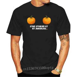 Nytt stopp stirrar på mina pumpor halloween kvinnors pojkvän fit t-shirt g1217