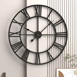 The latest wall clocks, 40CM home retro living room iron wall clock European and American decoration round roman mute