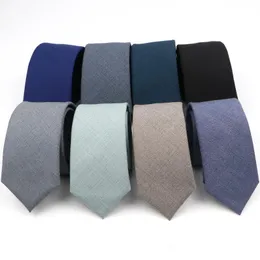 Bow Ties 15Color Men's Polyester Bamboo Fiber Tie Classic Solid Color Cool Tone Business Skinny Thin Slips Bröllop Slim Men