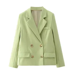Мода короткая пиджака куртка женская двубортная с длинным рукавом Blazers Feminino Office носить костюм 210430