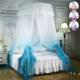 Gradient Princess Curtain Tält Hem Dome Fällbar säng Canopy med krok Takmonterad Myggnät Gratis Installation D25
