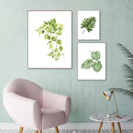Wallpapers 1Pc 30x21cm Frameless Wall Painting Green Plant Leaves Pictures Decor For Home Living Room