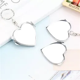 Party Gifts Heat Transfer KeyChain Double Sided Sublimation Blanks Love Heart Circular Square Metal Mirrors Buckle Printing