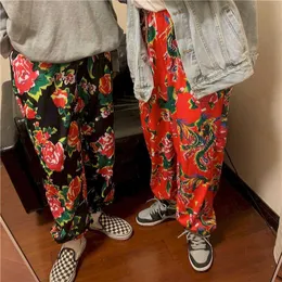 Abbigliamento etnico Nord-est della Cina Pantaloni a fiori grandi Peonia Pantaloni da strada femminili Boom Pantaloni hiphop Leggings Amanti Tendenza studentesca