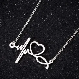 Pendant Necklaces Yiustar 2021 Valentine's Day Love Heart Beat Necklace For Lover Chain Aesthetic Charm Stainless Steel Jewelry