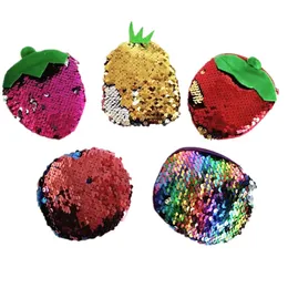 Borsa di moneta ananas fragola rotonda paillettes due diversi colori zero borsa ragazza regalo studente