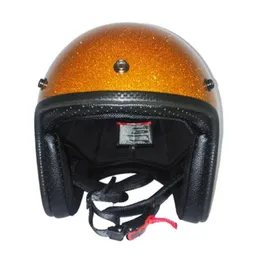 Мотоциклетные шлемы Золотой блеск Шлем 3/4 Открытое лицо Винтаж Casco Moto Jet Scooter Bike Retro Dot одобрен