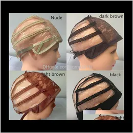 Duplo adesivo Lace Wig Caps para fazer perucas e cabelo tecelagem esticamento ajustável peruca 4 cores tampa de cúpula para peruca 10 pcs tgryn 5hcjw