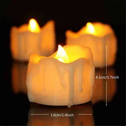 Pack of 6 Flickering LED Candles with Timer, Battery Electronic bougie mariage,Tealights anniversaire,6 hours on,18 hours off Y211229