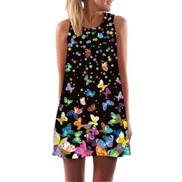 BHflutter Dresses for Women Fashion Butterfly Print Cute Chiffon Summer Dress Mini Casual Boho Beach Dresses robe femme 210325