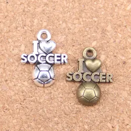 80pcs Argento antico placcato bronzo I Love Soccer Charms Ciondolo Collana fai da te Risultati braccialetto braccialetto 20 * 16mm