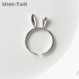 Cluster Rings Uini-Tail 925 Sterling Silver Ears Ring Opening Adjustable Cute Animal Sweet Simple Jewelry Accessories