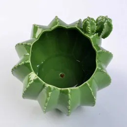 Cactus Ceramic Flower Creative Sculpture Decoration Craft Decoração Suculenta Planta Pot Pot Acessórios de decoração 210615