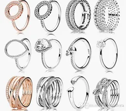 Anéis de casamento de prata esterlina de 925 femininos diamantes de zircônia cúbica para gotas de água em forma de charme em forma de coração Pandora