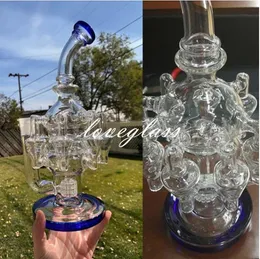 11.8 inç Klein Recycler Dab Teçhizatları Benzersiz Harsahlar Bong Sigara Boru FEB Yumurta Su Bongs Süphüratör Su Çipleri 14mm Eklem ile