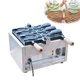 Elektryczny producent TAIYAKI, 3 stożki w kształcie ryby w kształcie rybiego, lody rożka żelaza płyta 220V / 110V