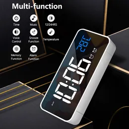 Music Alarm Clock LED Digital Clock 2 Alarms Voice Control Snooze Temperature Display Reloj Despertador Digital with USB Cable