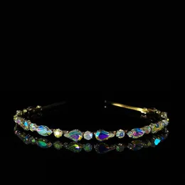 Клипы для волос Barrettes личностные аксессуары цвета Color Crystal стразы Tiara Simple и Fashable Women's Gold