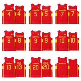 Spanien Team Basketball Jersey 2021 Nyaste Tokyo 9 Ricky Rubio 13 Marc Gasol 10 Victor Claver 23 Sergio Llull 6 Sergio Rodriguez 4 Pau Gasol 5