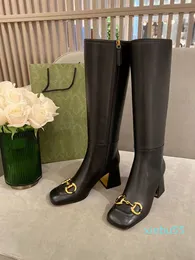 Top quality women's boots fashion horse clasp real leather black and white zipper high heels autumn boot Martin Knight bootss party wed