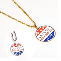 American Let's Go Brandon Pendant Necklace Personlig rund bokstav Halsband Herr- och kvinnors mode smycken tillbehör