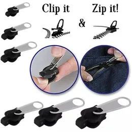 6st / set Instant Zipper Universal Instant Fix Zipper Reparation Kit Byte Zip Slider Tänder Räddning Nya Design Zippers för Sy