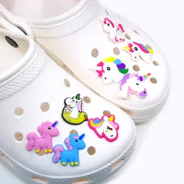 Unicorn Croc Charms Soft Cute PVC Sko Charm Tillbehör Dekorationer Anpassningsbara Jibz För Clog Skor Barngåva