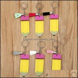 Keychains Fashion AessoriesForeign Trade Teachers Day Pencil Tassel Decoration KeyChain Factory Personal Personlig tom bokstav akryl