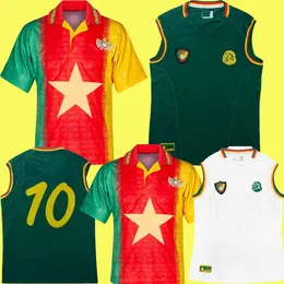 1994 1995 2002 Kamerun Retro Soccer Jersey 02 Eto O MBoma Milla Home Away Vintage Klasyczne Koszulki piłkarskie