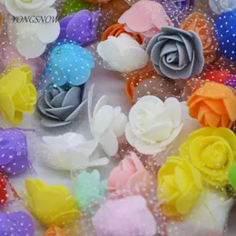 Multi-use Pe Foam Silk Rose Artificial Flower Head Handgjorda DIY Wedding Home Party Dekorativa Hantverk Tillbehör Y0630