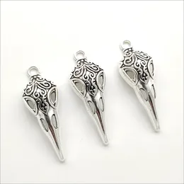 Lot 100pcs Bird Skull Tibetan Silver Charms Beads Pendants for jewelry making Earring Necklace Bracelet Key chain accessories 35*13mm DH0379